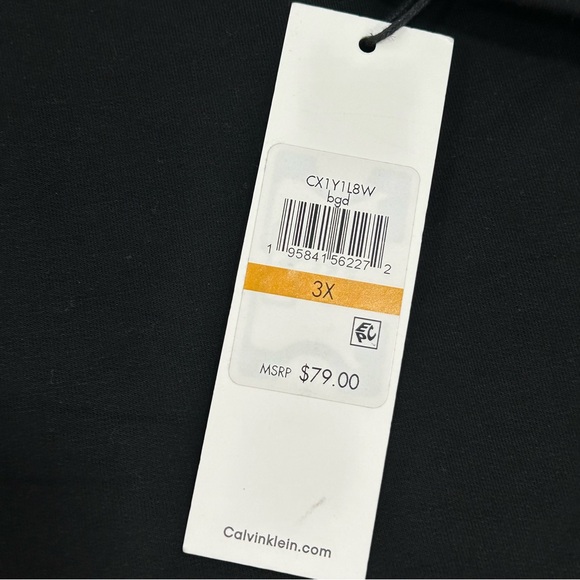 NWT Women’s Size 3X Calvin Klein Hooded Embellished Logo Shirt Dress in Black - Picture 2 of 8